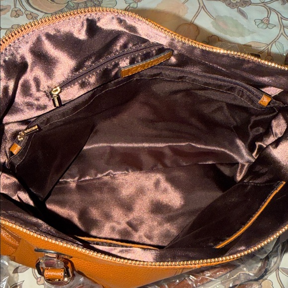 Elegant Kattee Brown Leather Tote Bag shoulder purse, large new with tags - Picture 7 of 13